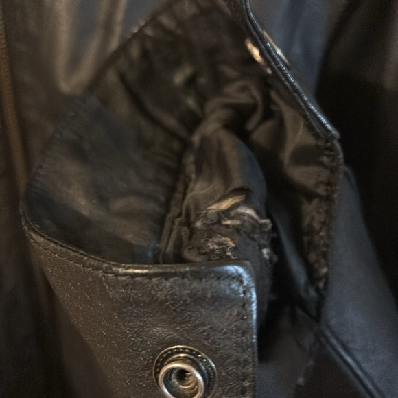 Windsor leather vintage motor biker gothic jacket SIZE 46/XXL - Picture 8 of 12